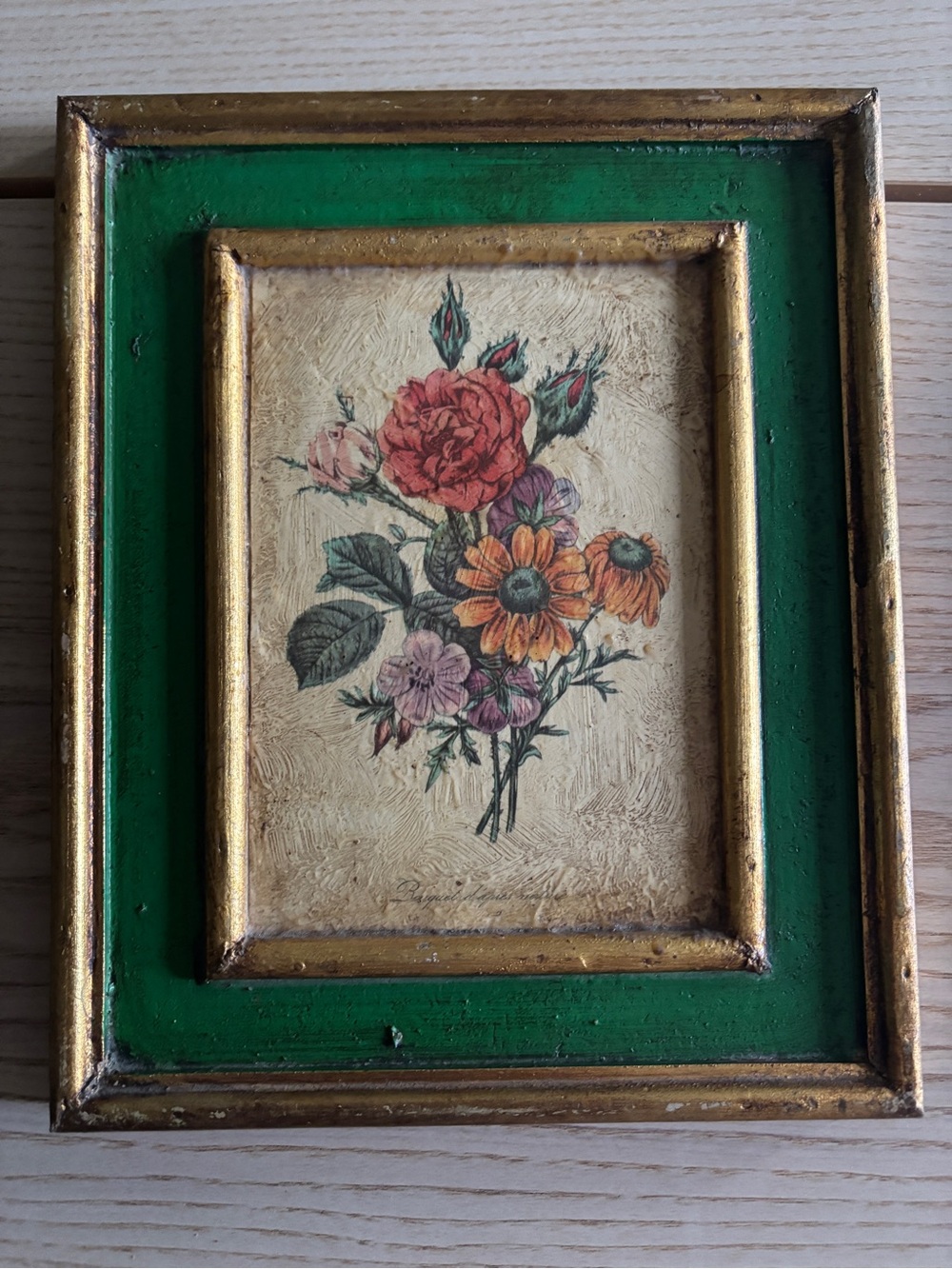Vintage-Inspired Green and Gold Floral Wall Art